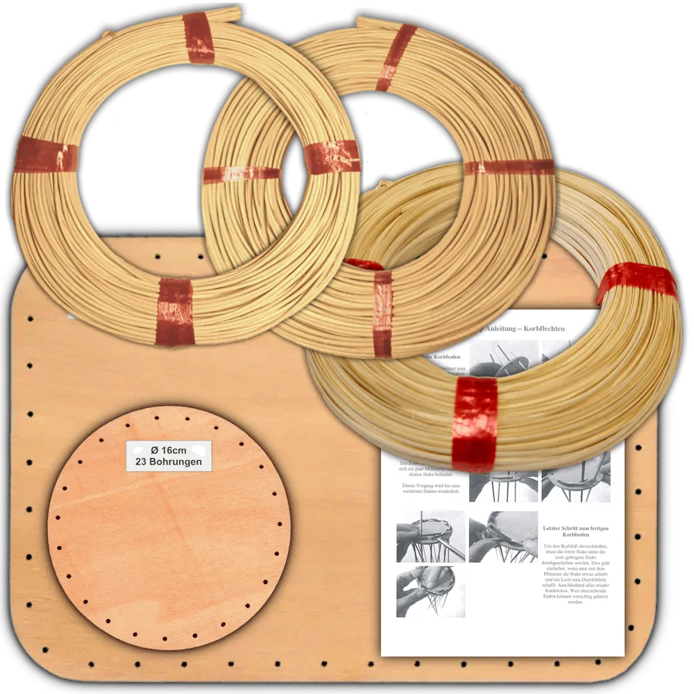 Korbflechtset Set Nr.1 Flechtset Peddigrohr Korbflechtboden