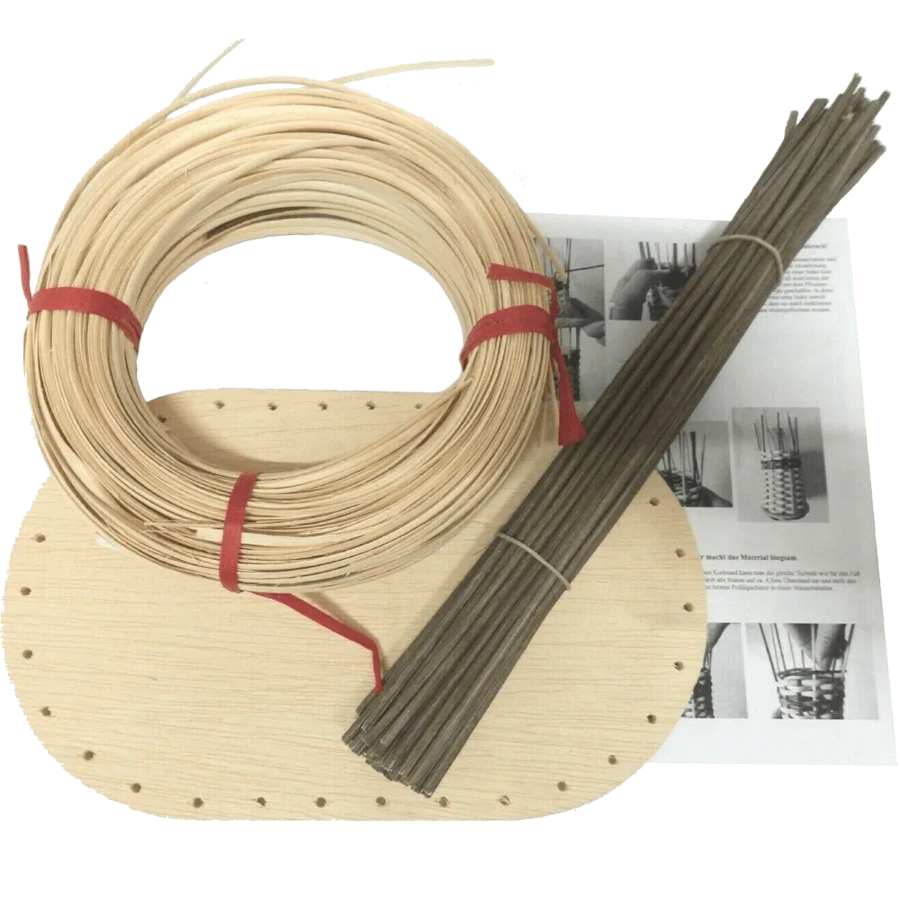 Korbflechtset Flechtset Nr.12 Peddigschiene Korbflechtboden Staken braun
