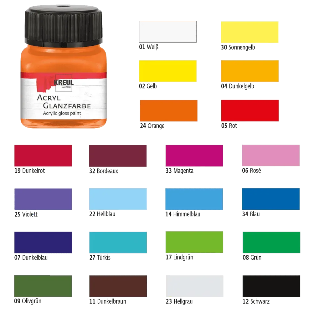 Kreul Acrylfarbe Glanzfarbe Farbkarte