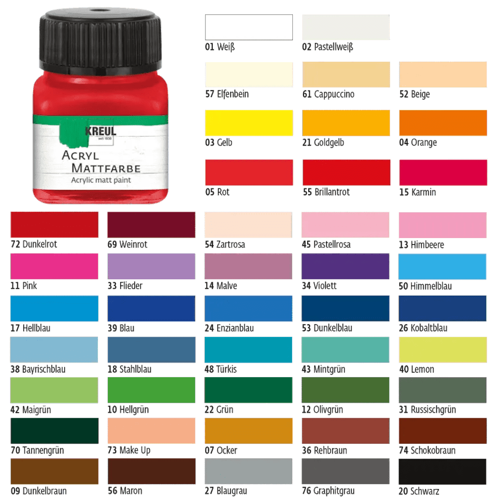Kreul Acrylfarbe Mattfarbe Farbkarte