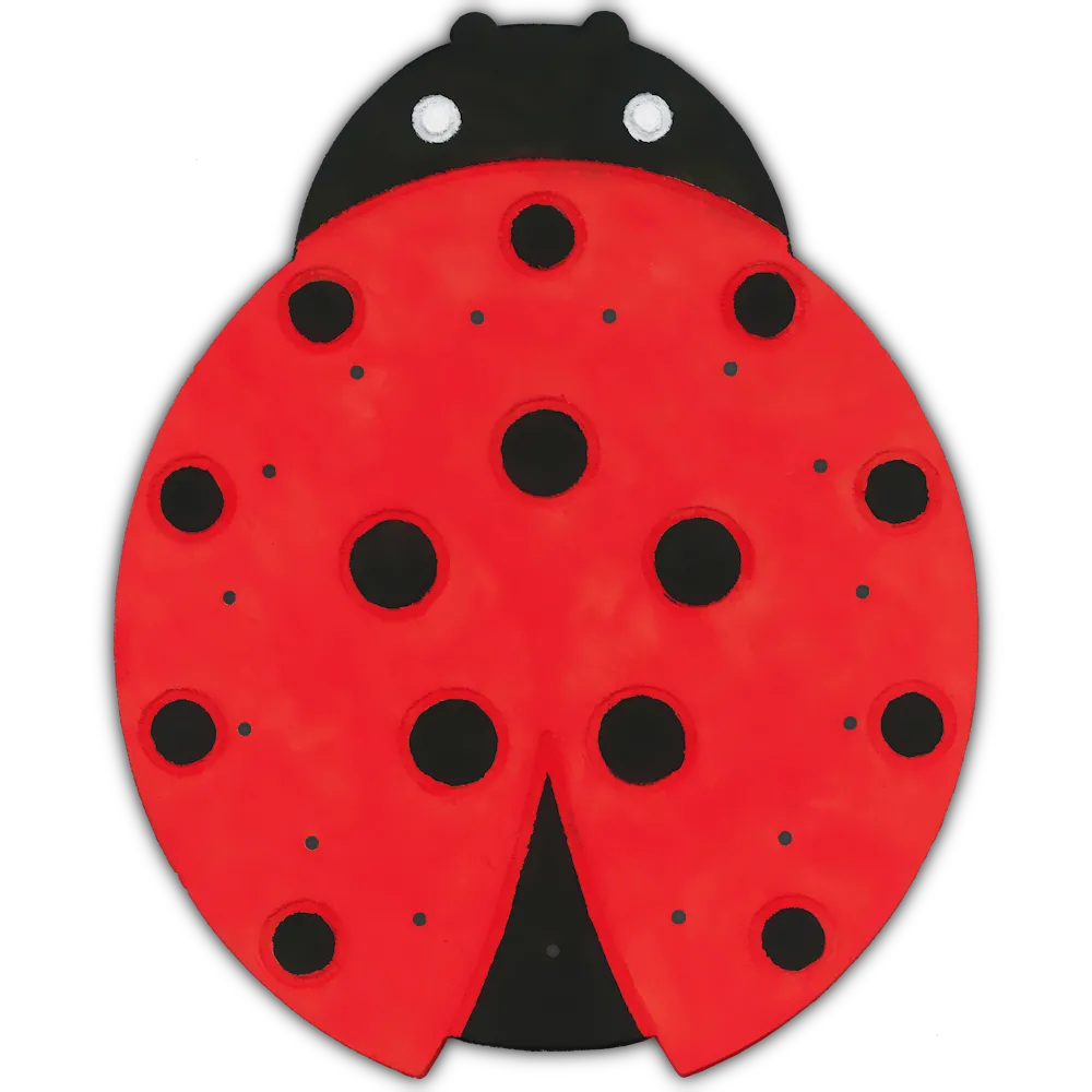 Bemalter Flechtboden Marienkäfer als Malvorlage für das Flechtset