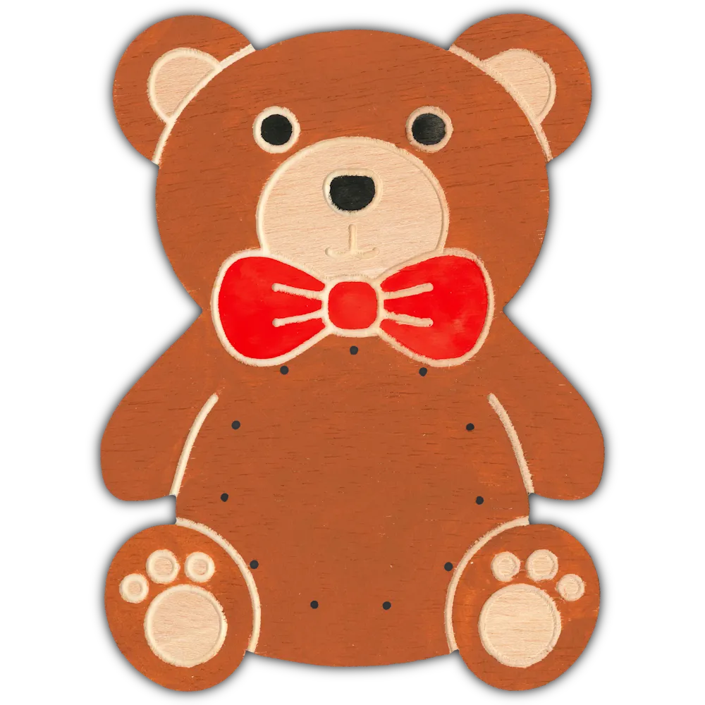 Bemalter Flechtboden Teddybär als Malvorlage